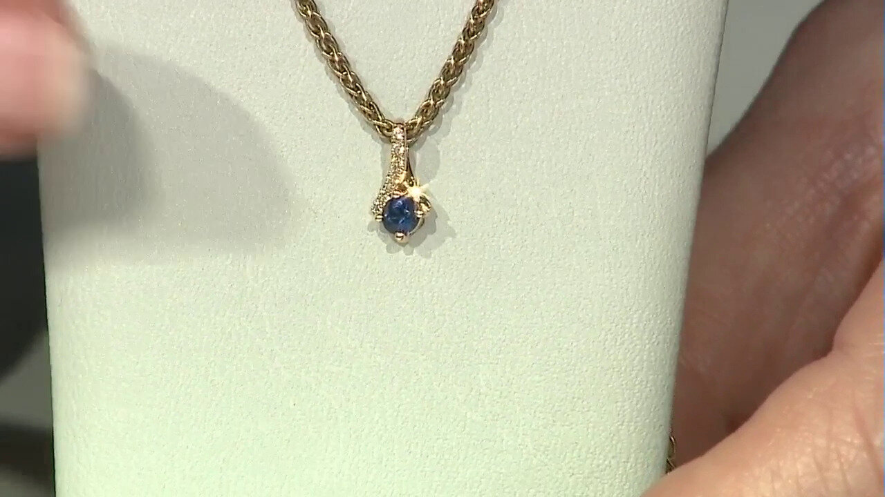 Video 9K Blue Sapphire Gold Pendant