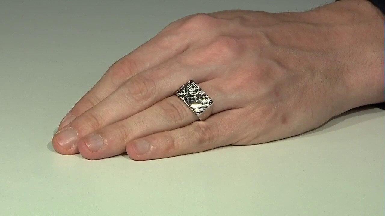 Video Black Diamond Silver Ring