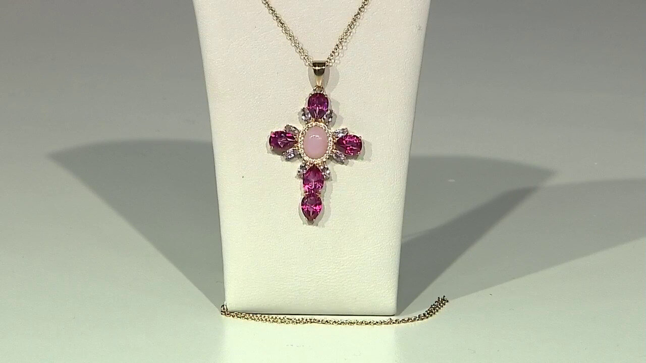Video Pink Opal Silver Necklace