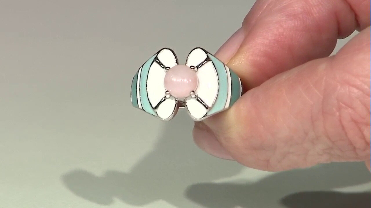 Video Zilveren ring met een roze opaal