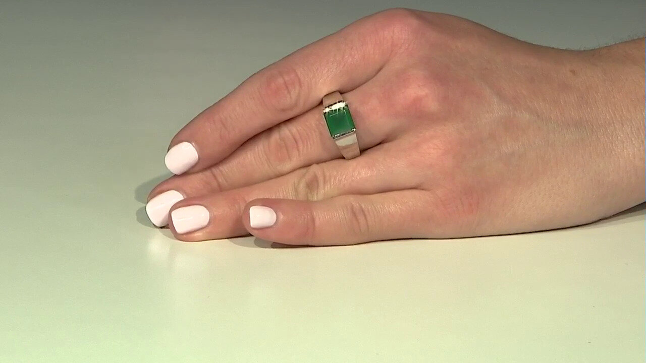 Video Green Onyx Silver Ring