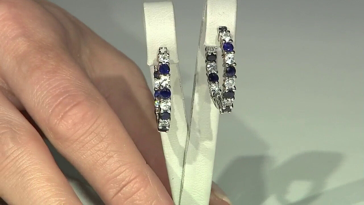 Video Madagascar Blue Sapphire Silver Earrings