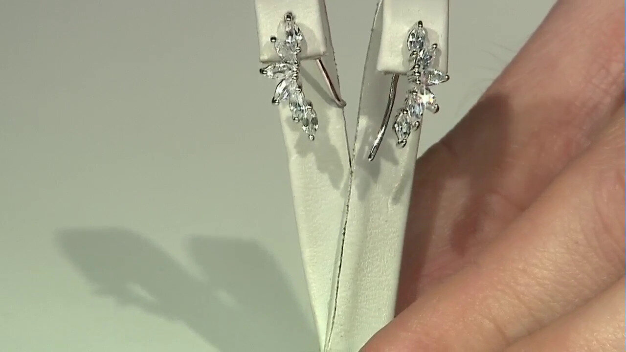 Video Zilveren oorbellen met witte topaasstenen