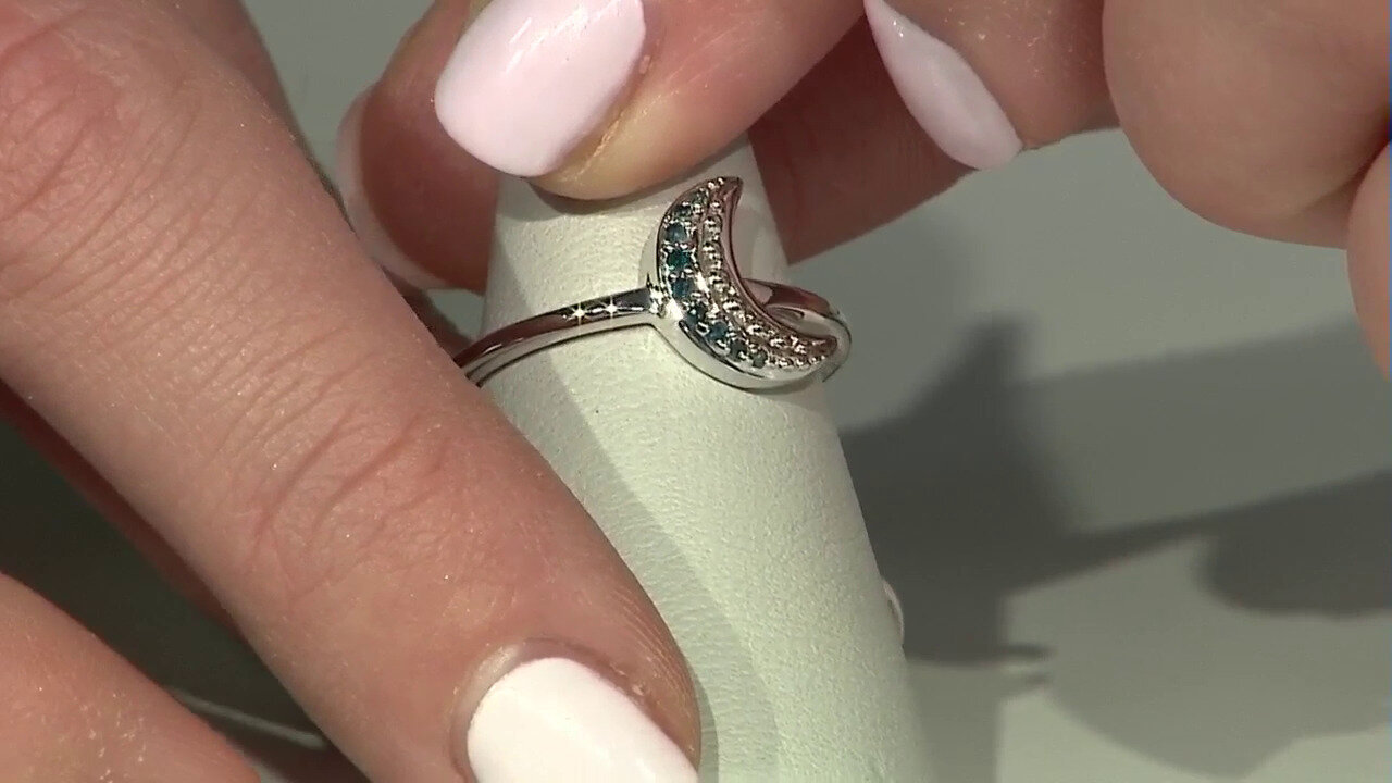 Video Zilveren ring met blauwe SI1 diamanten