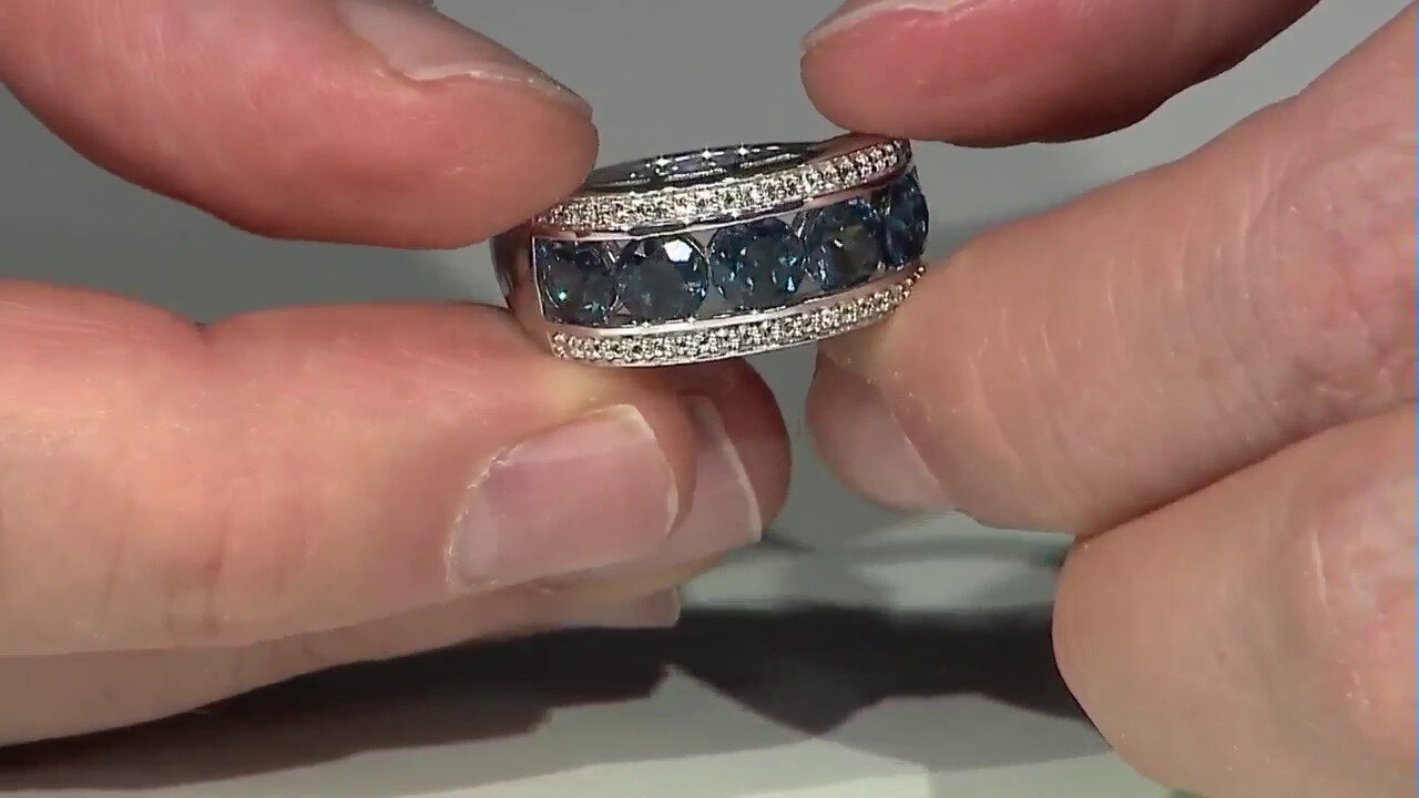 Video Zilveren ring met Londen-blauwe topaasstenen