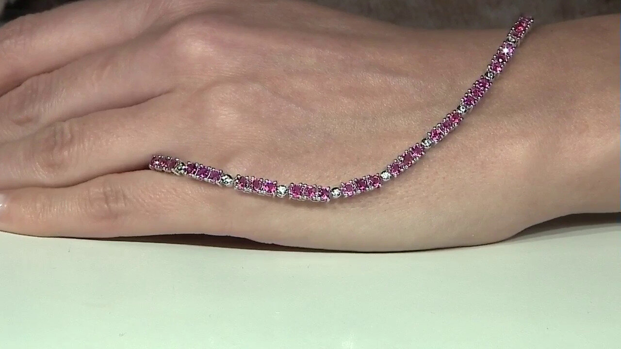 Video Zilveren armband met roze toermalijnen