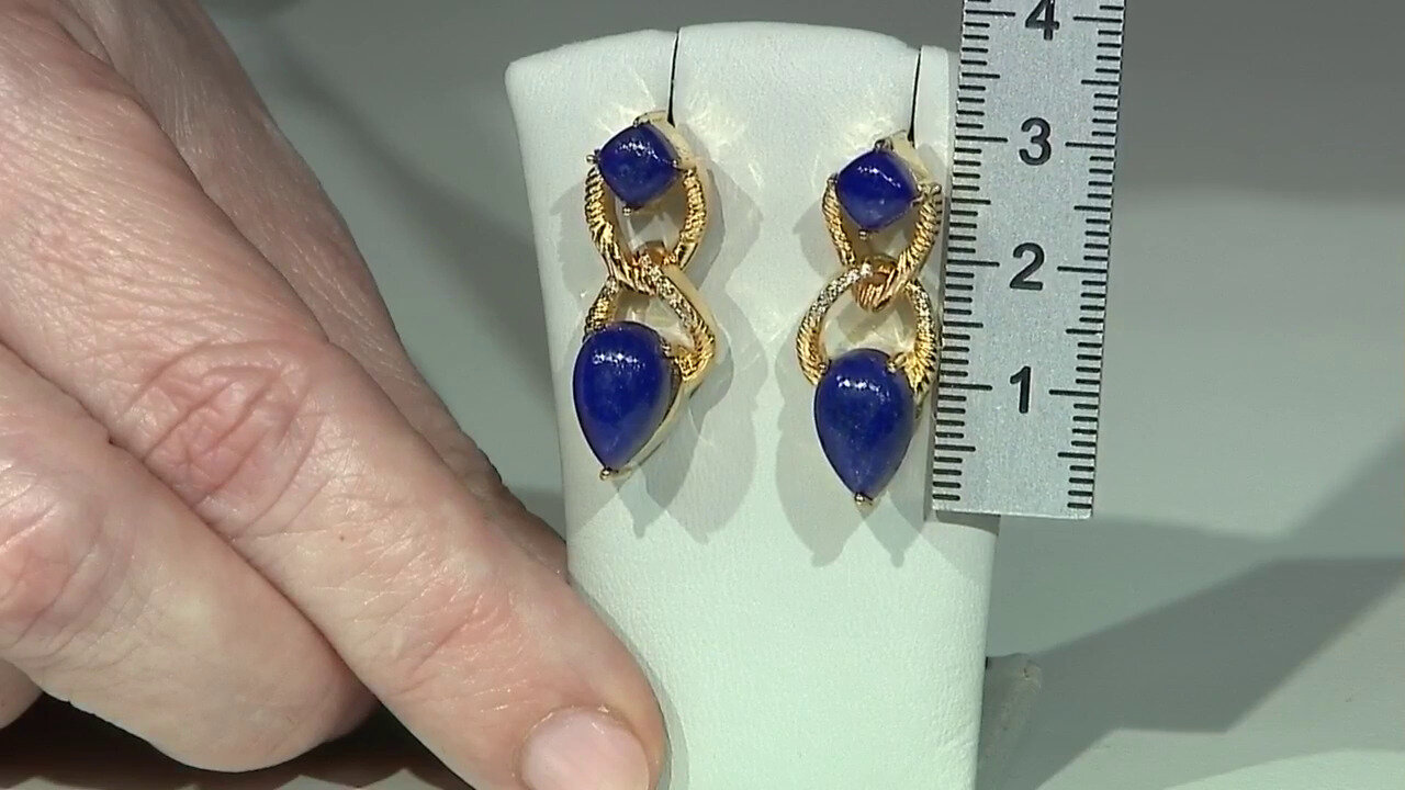 Video Lapis Lazuli Brass Earrings (Juwelo Style)