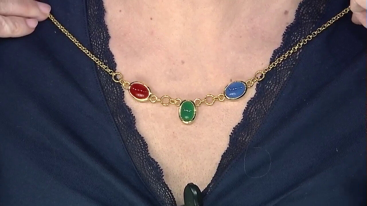Video Blue Chalcedony Brass Necklace (Juwelo Style)
