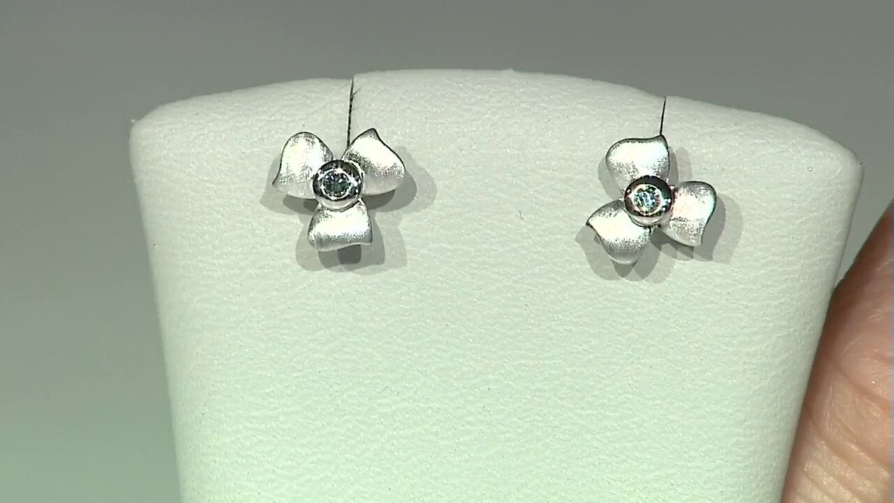 Video Boucles d'oreilles en or et Diamant bleu I1