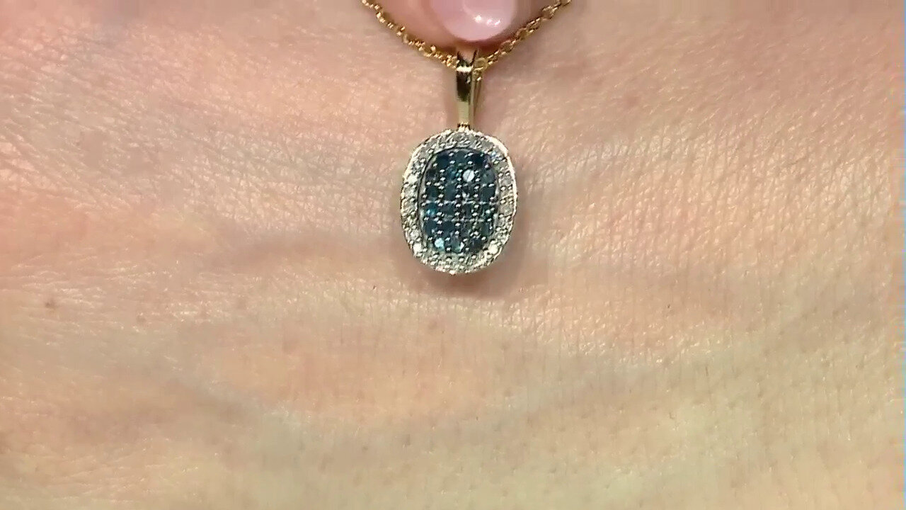 Video Blauer I2 Diamant-Silberhalskette