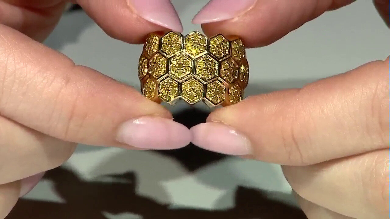 Video I3 Yellow Diamond Silver Ring