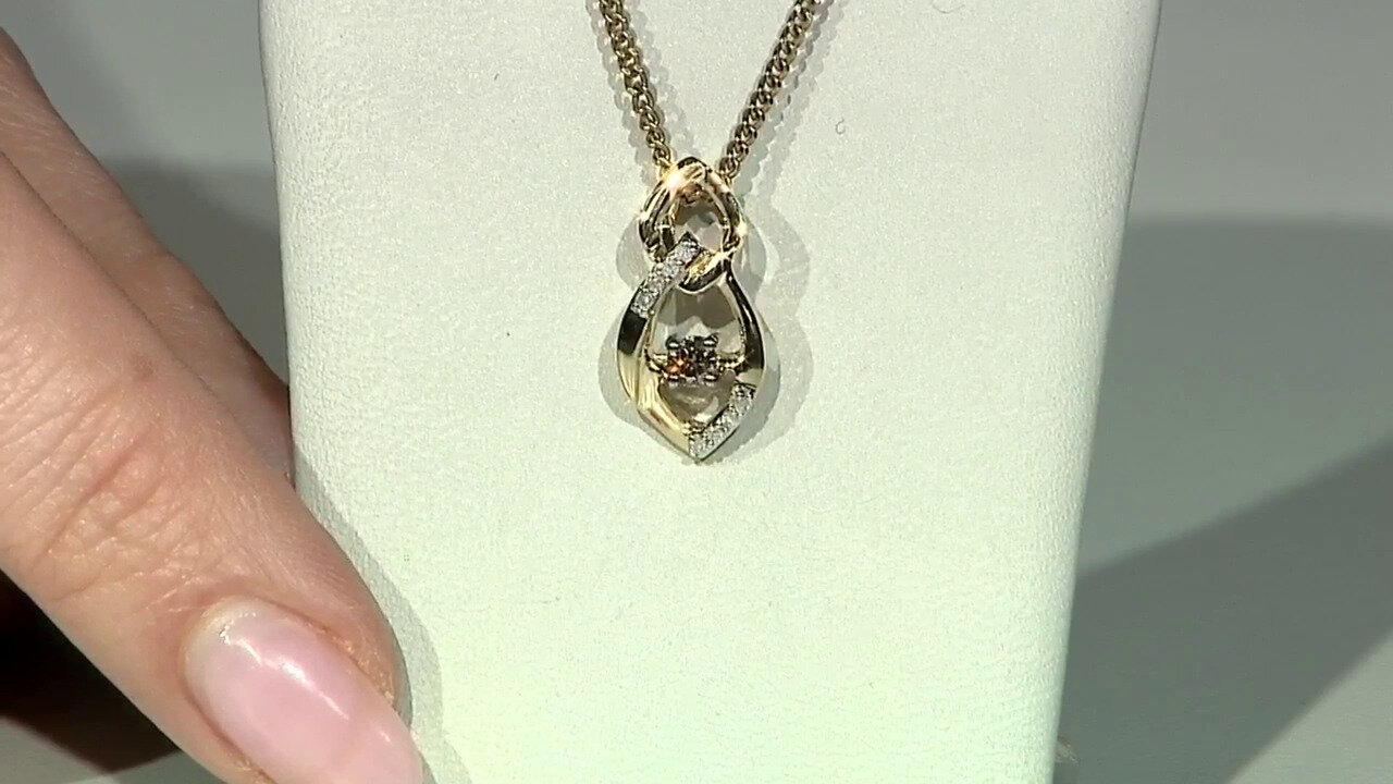 Video 9K SI2 Champagne Diamond Gold Pendant