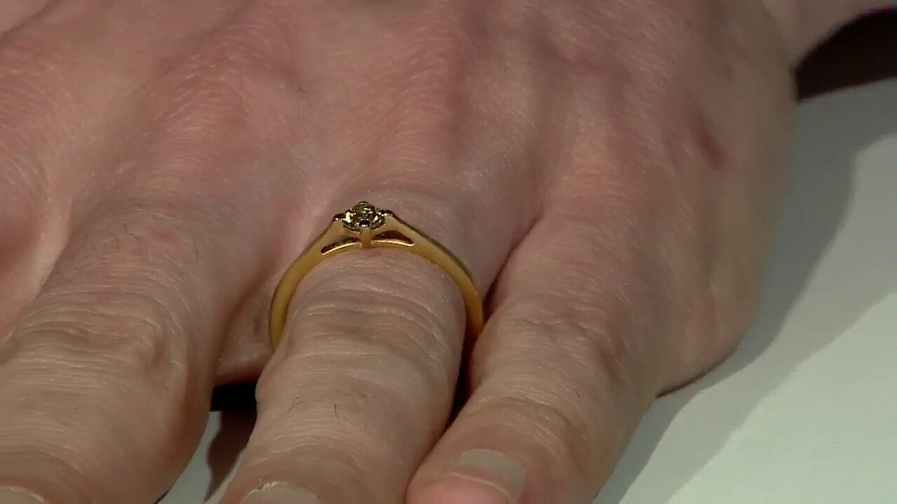 Video Zilveren ring met een I2 Champagne Diamant
