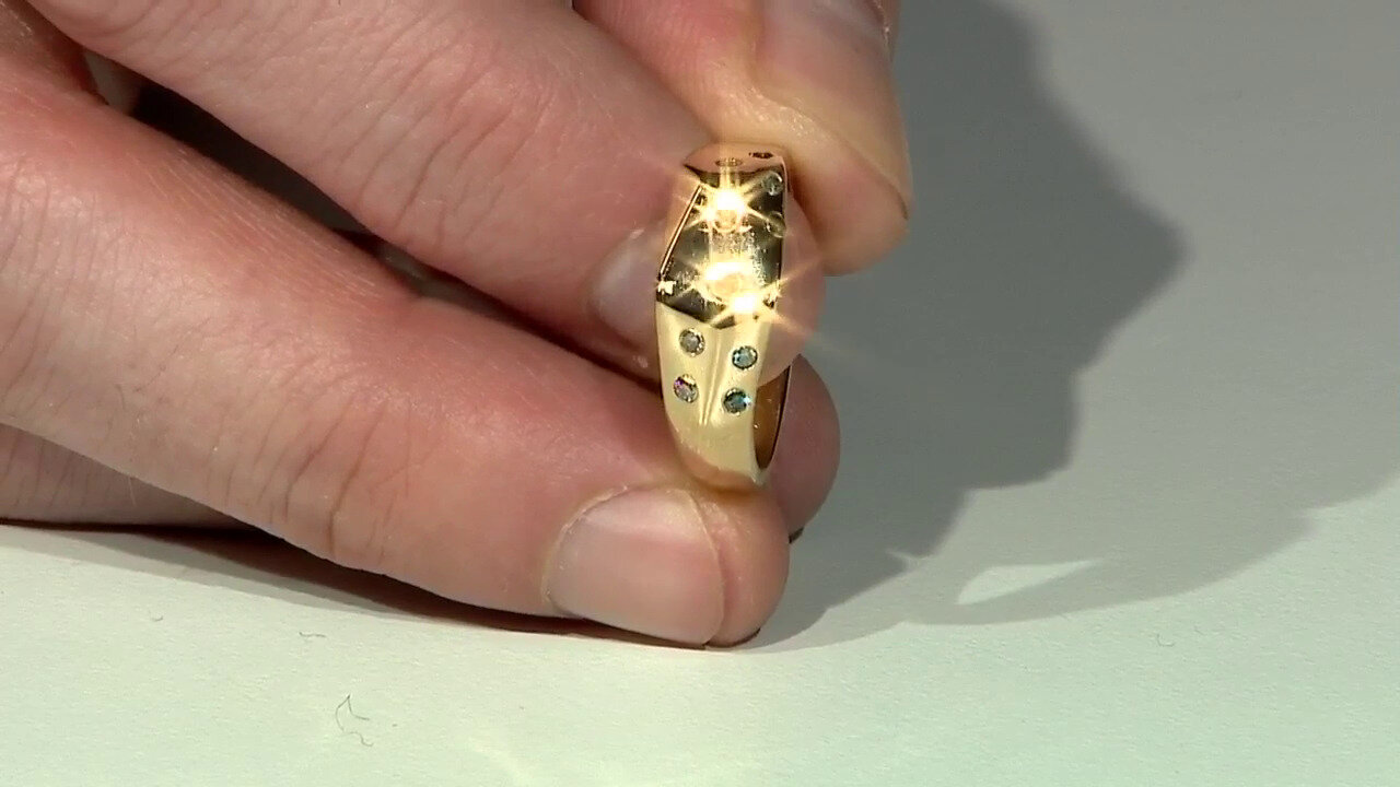 Video Zilveren ring met I2 Gele Diamanten