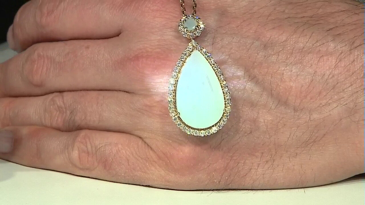 Video Gouden hanger met een Paraibe opaal (AMAYANI)