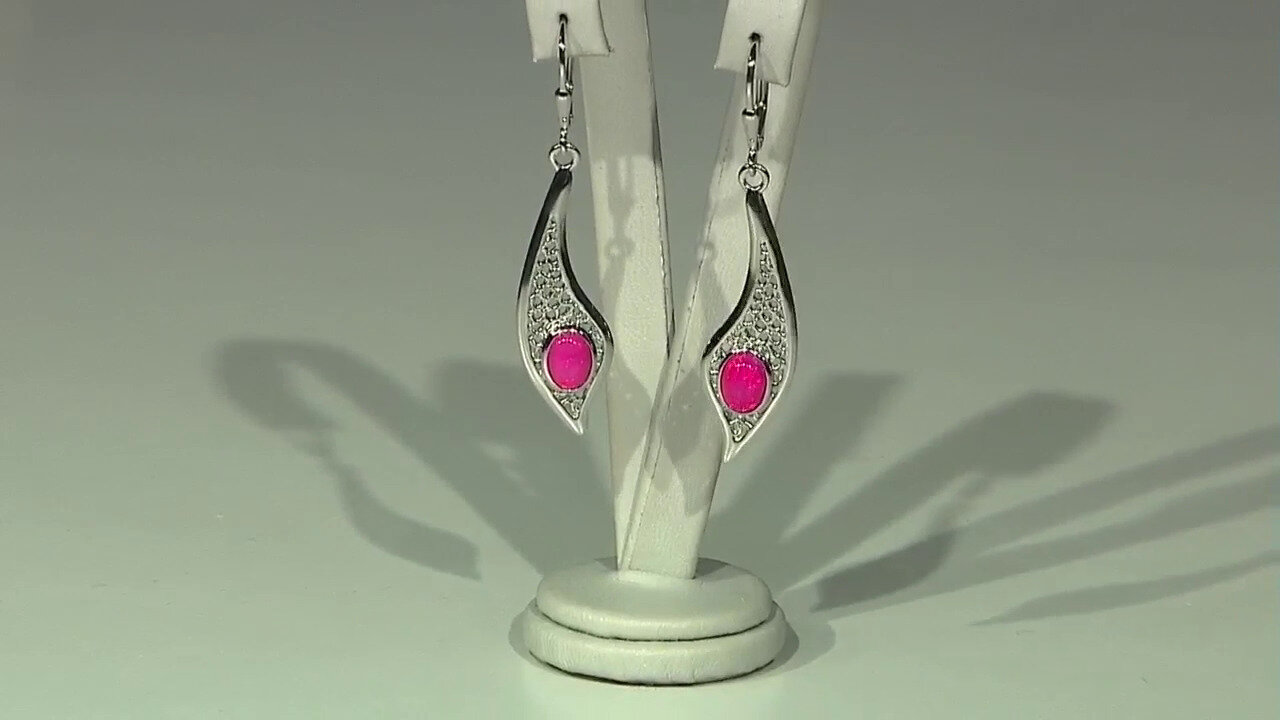 Video Zilveren oorbellen met Roze Ethopische Opalen