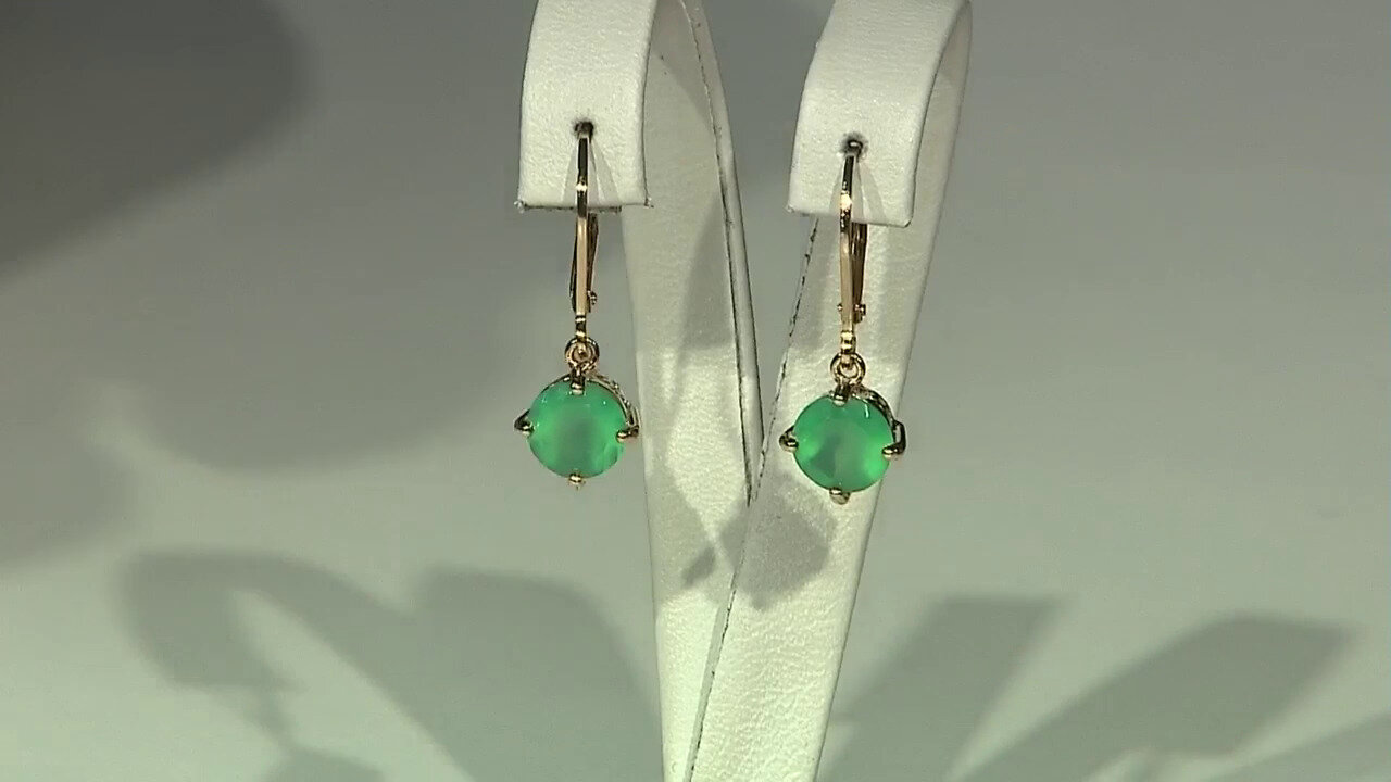 Video Green Agate Silver Earrings
