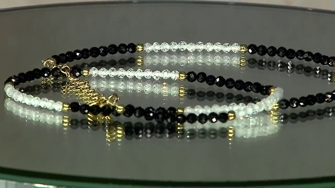 Video Zilveren halsketting met zwarte spinelstenen