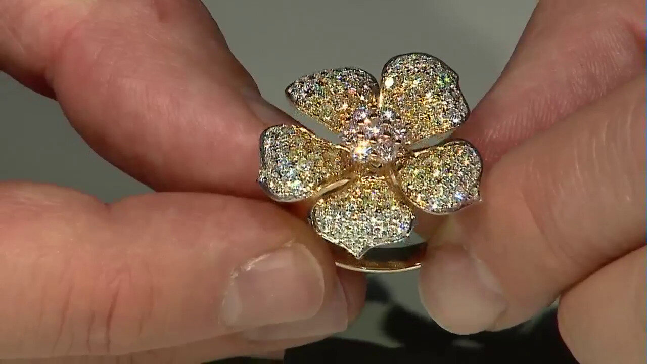 Video Gouden ring met I1 Roze Diamanten (CIRARI)