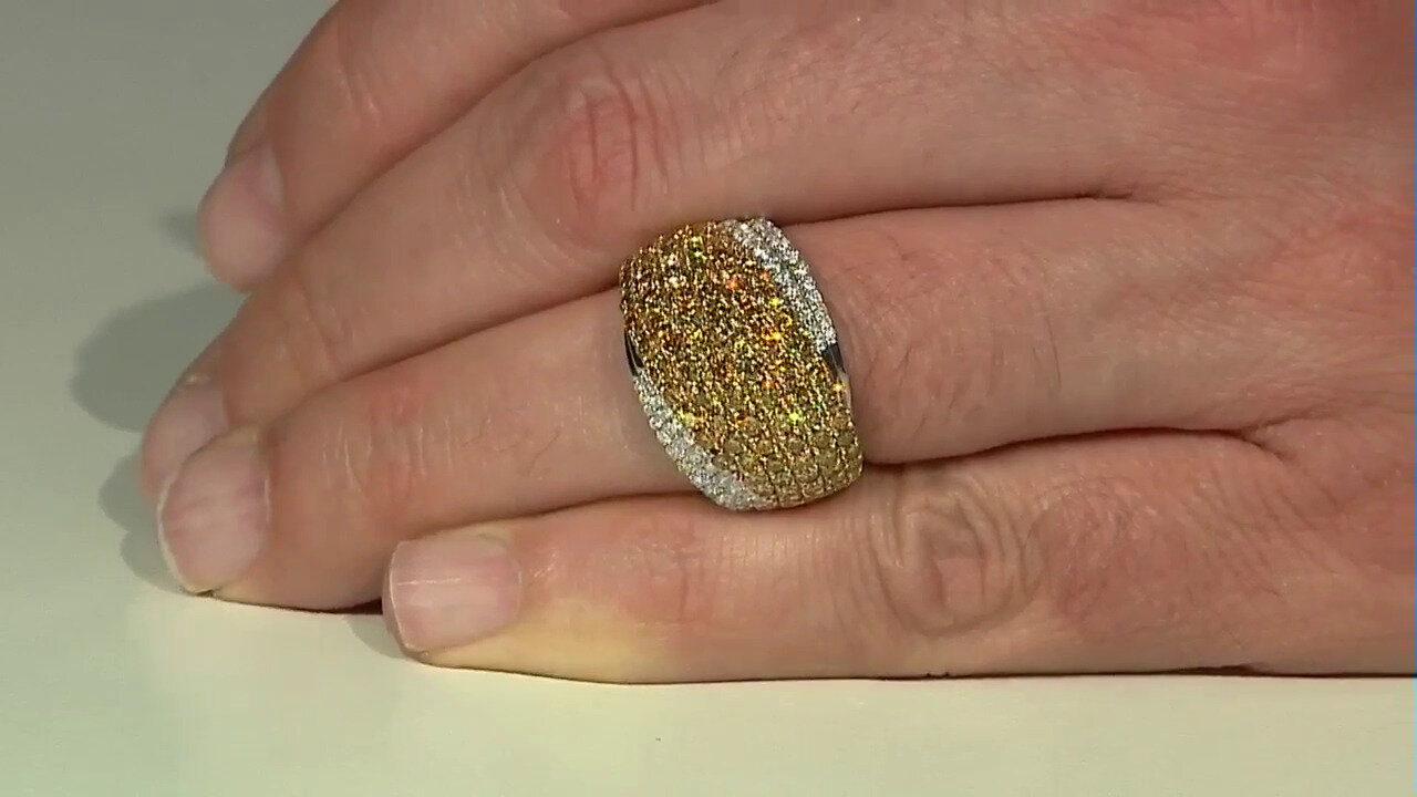 Video Gouden ring met gele S12 diamanten (CIRARI)