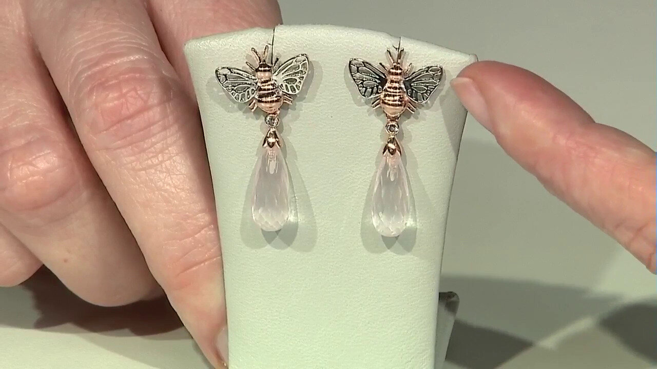 Video Rose Quartz Silver Earrings