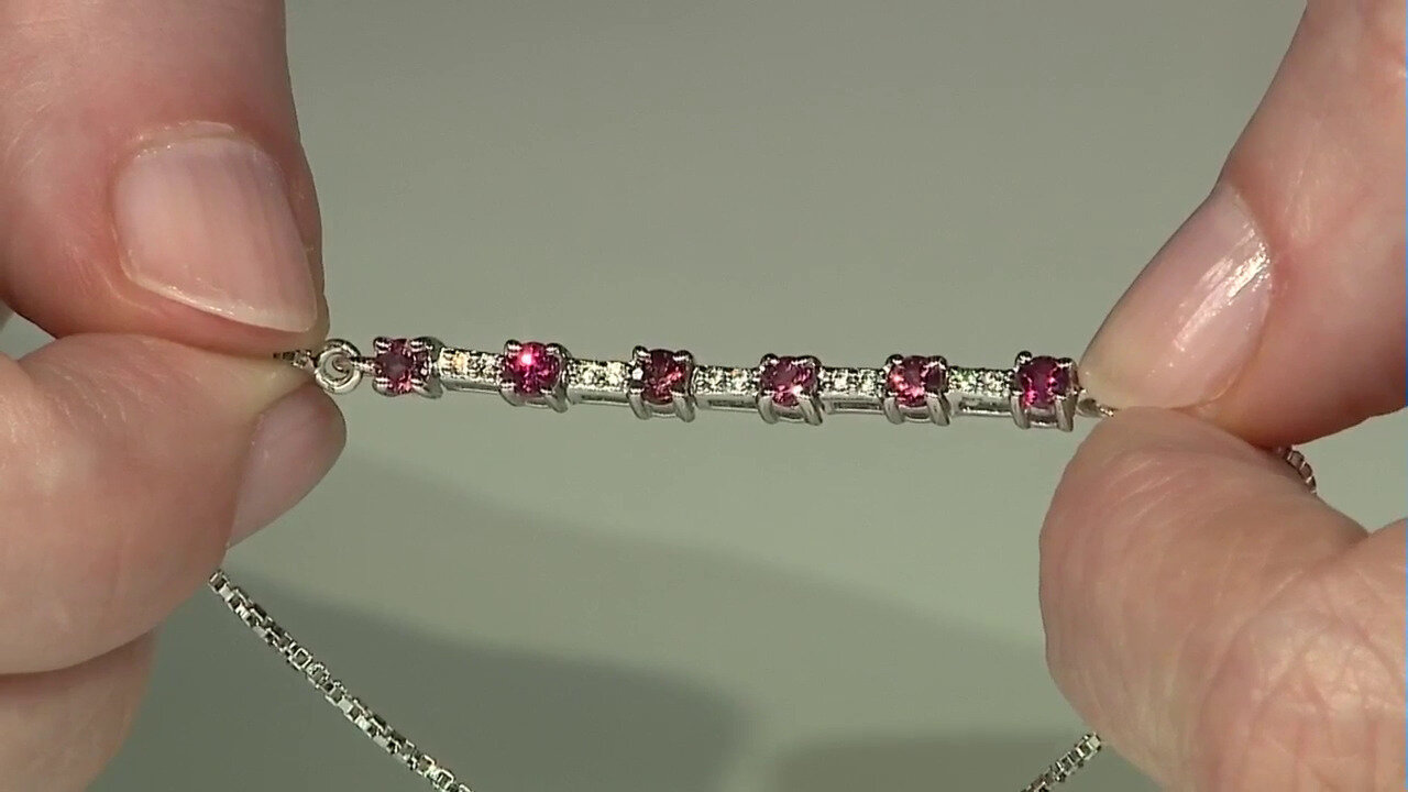 Video Zilveren armband met roze toermalijnen