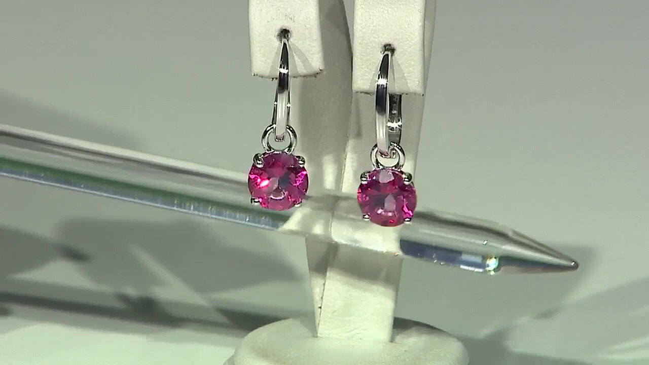 Video Pink Topaz Silver Earrings