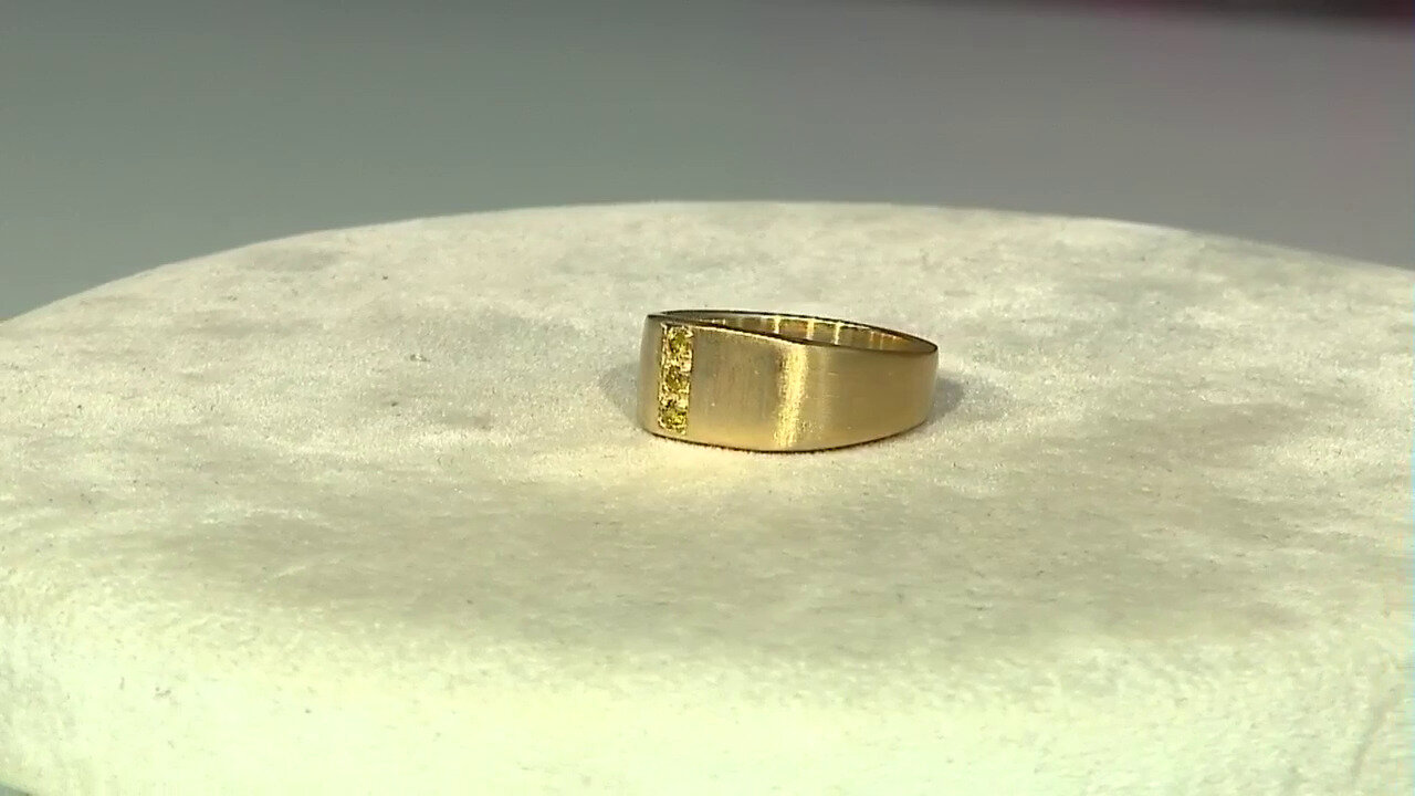 Video Messing ring met I3 Gele Diamanten (Juwelo Style)