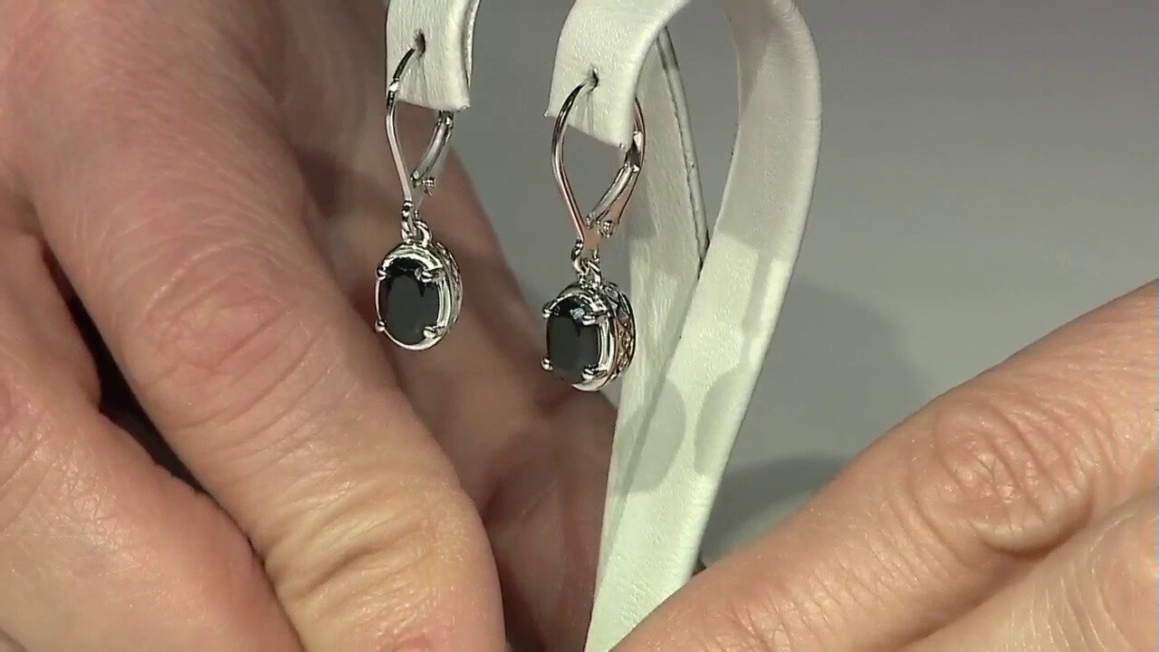 Video Black Spinel Silver Earrings