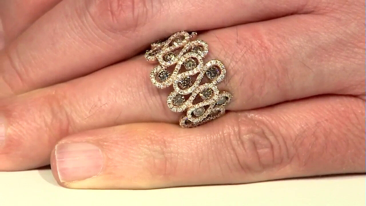 Video Gouden ring met SI2 Bruine Diamanten (CIRARI)