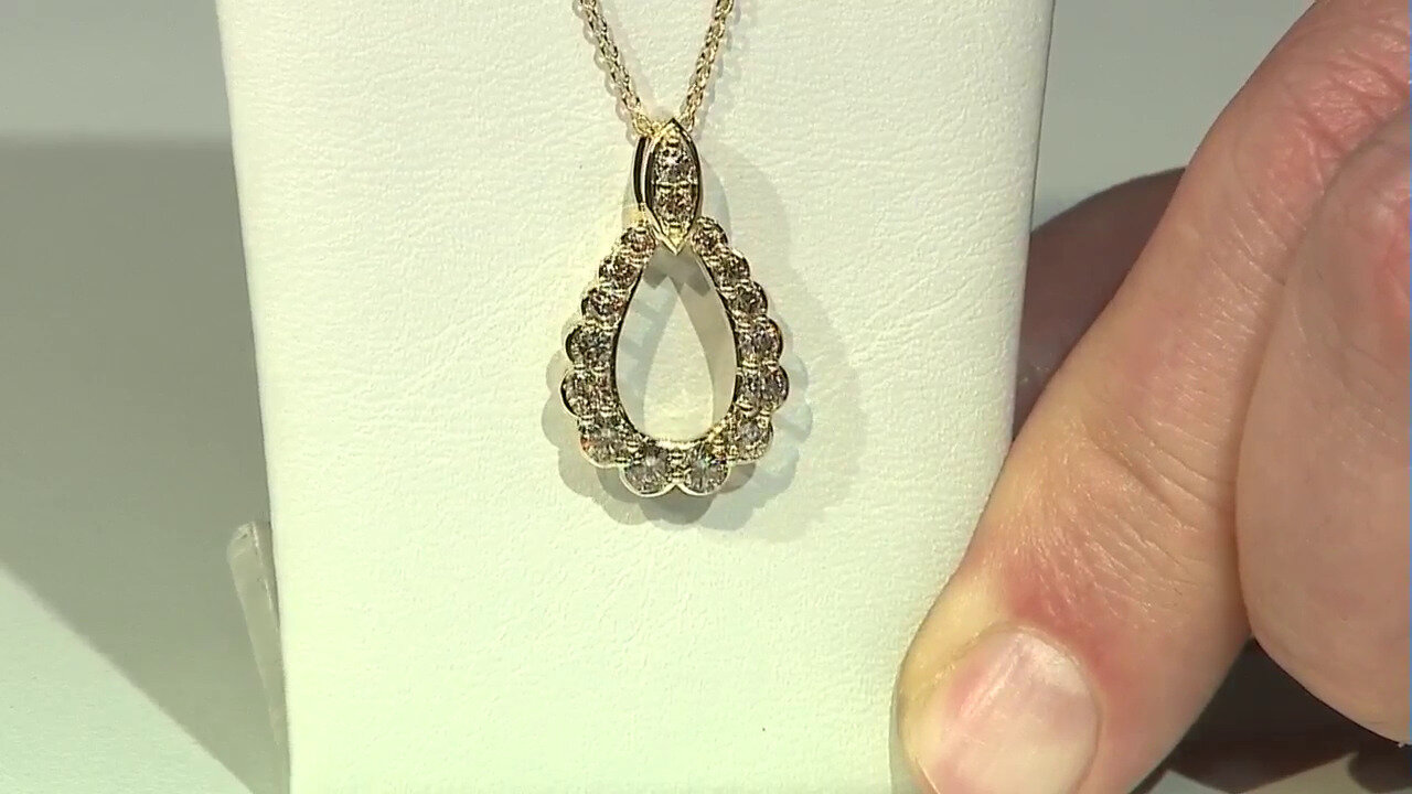 Video 9K I2 Champagne Diamond Gold Necklace (de Melo)