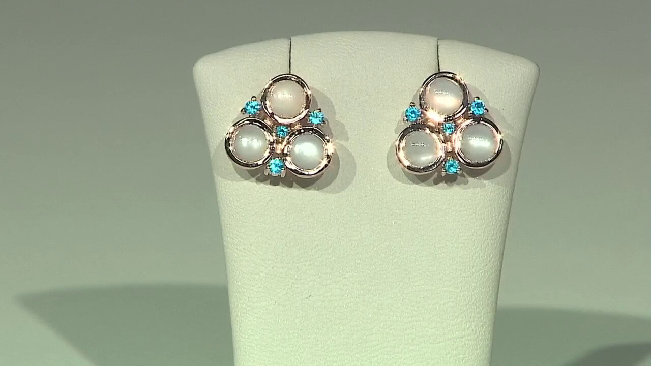 Video Boucles d'oreilles en argent et Pierre de Lune blanche (KM by Juwelo)