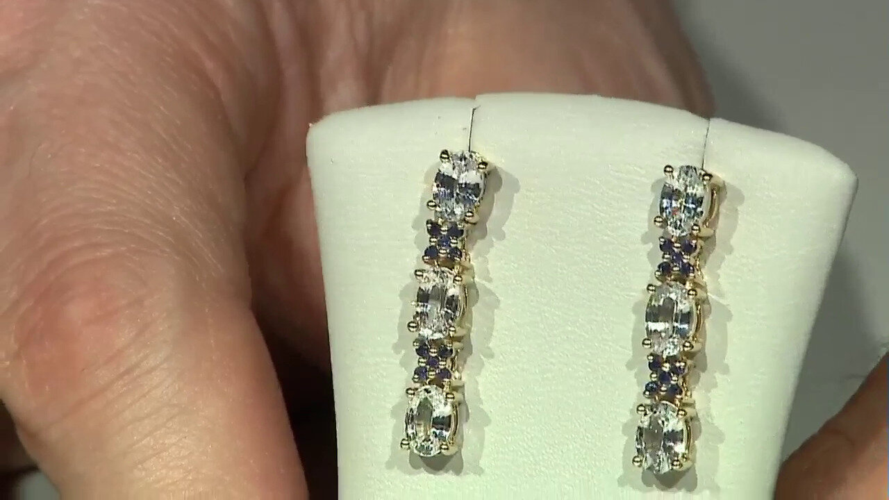 Video 9K White Sapphire Gold Earrings (Adela Gold)