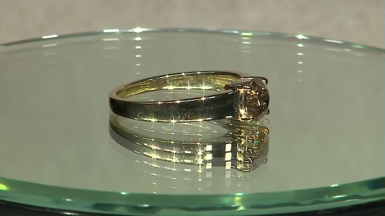 Video 9K I2 Champagne Diamond Gold Ring (de Melo)