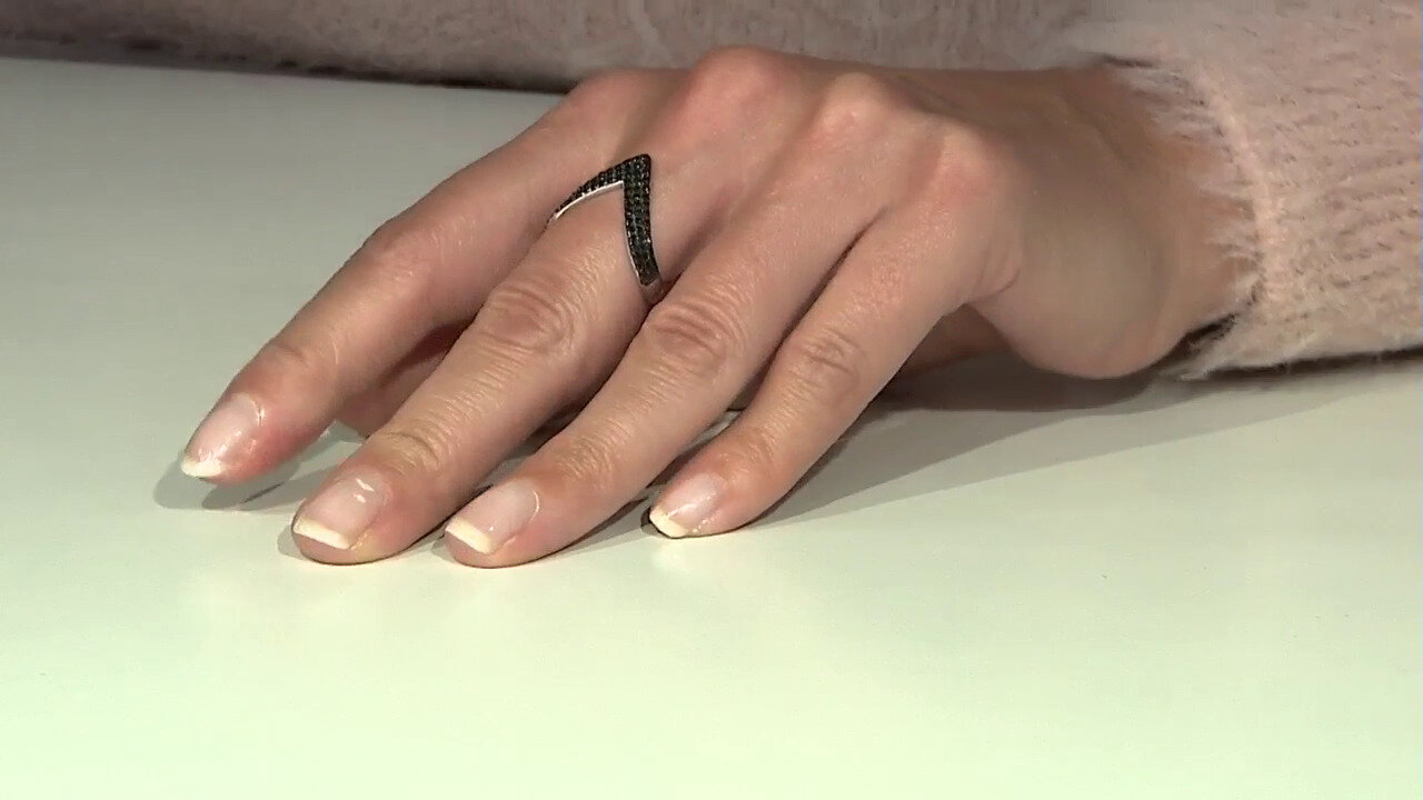 Video Black Spinel Silver Ring