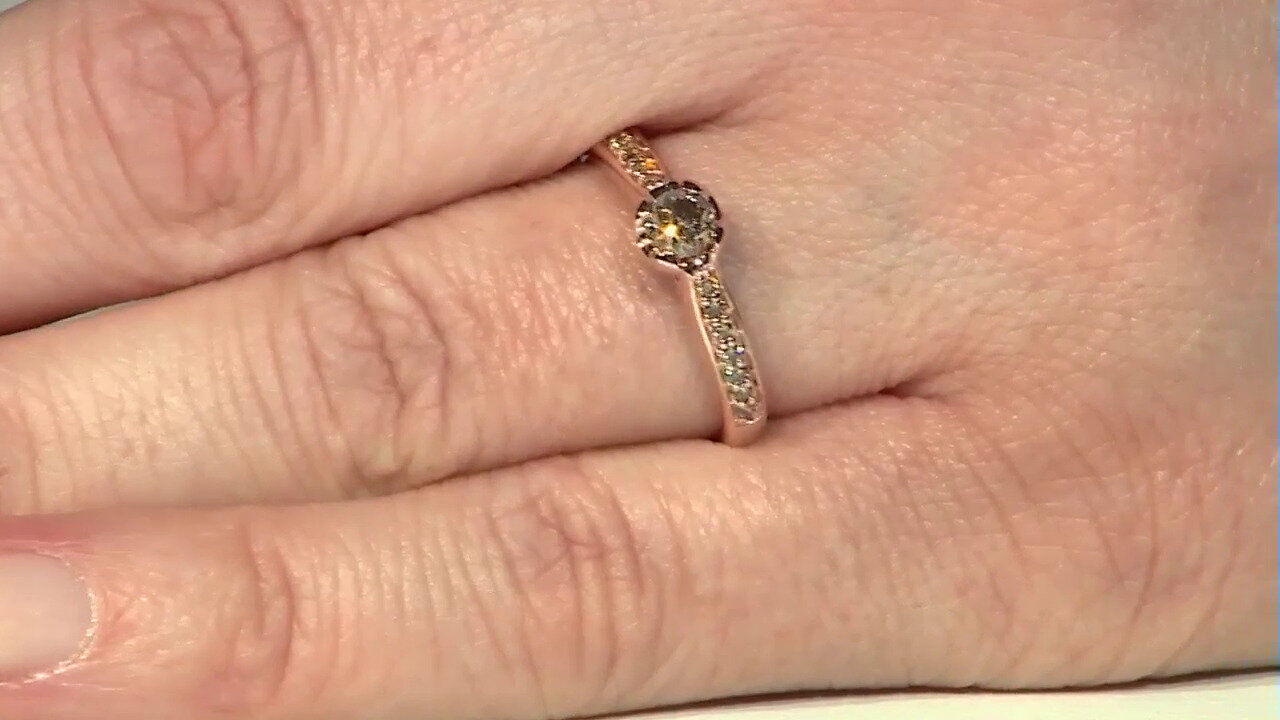 Video Gouden ring met een VS1 Argyle-Rose de France-Diamant (Annette)