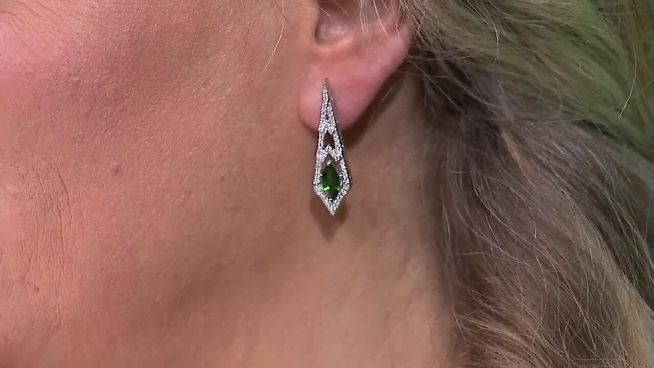 Video Russian Diopside Silver Earrings