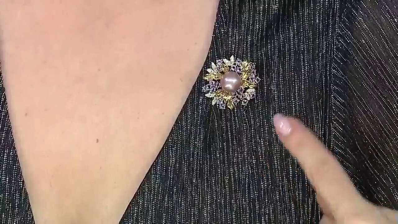 Video Ming-Perlen-Silberanhänger/-brosche (TPC)