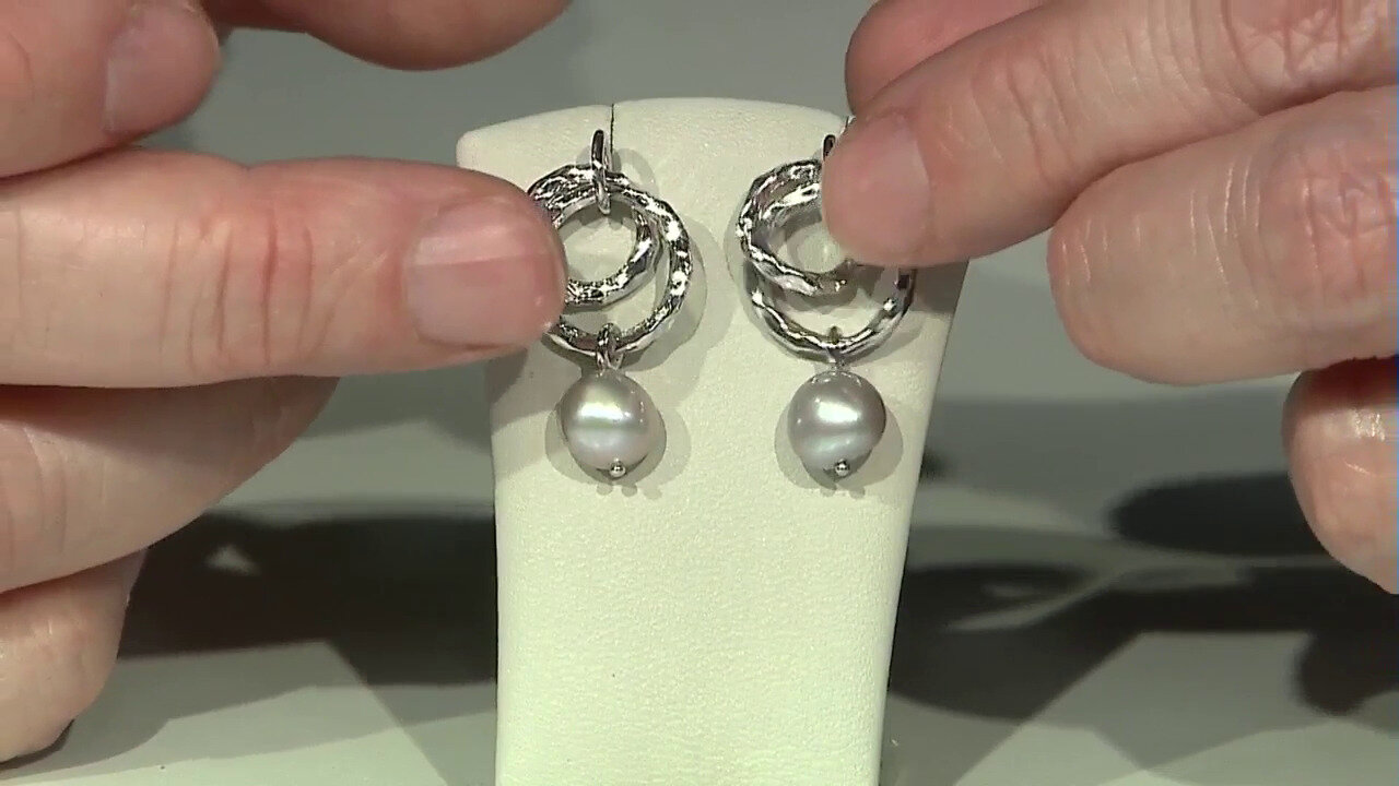 Video Silver Freshwater Pearl Silver Earrings (TPC)