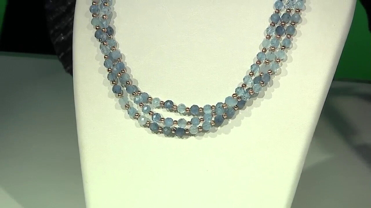 Video Zilveren halsketting met aquamarijnstenen (Riya)