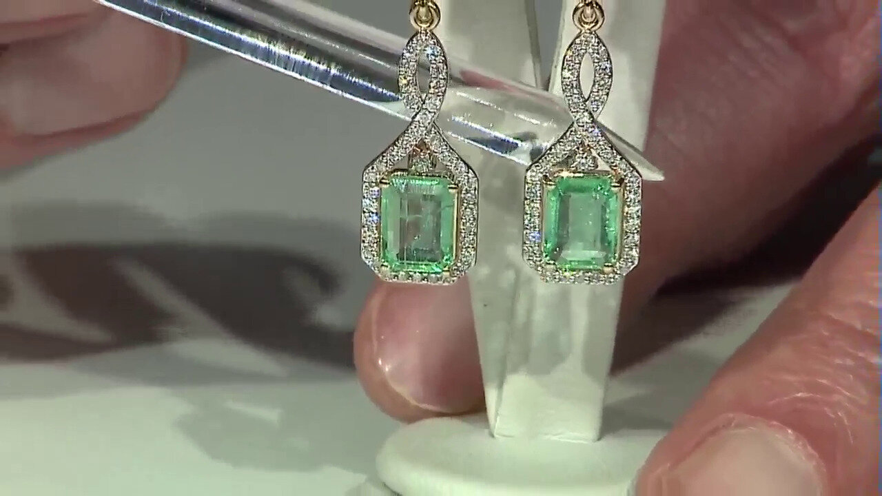 Video 14K Zambian Emerald Gold Earrings (SUHANA)