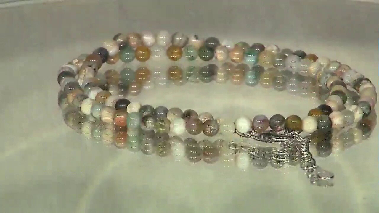 Video Zilveren halsketting met oceaan jaspisstenen