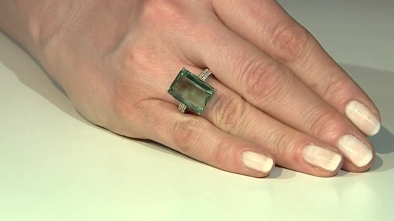 Video Zilveren ring met een Belgian Teal Fluoriet