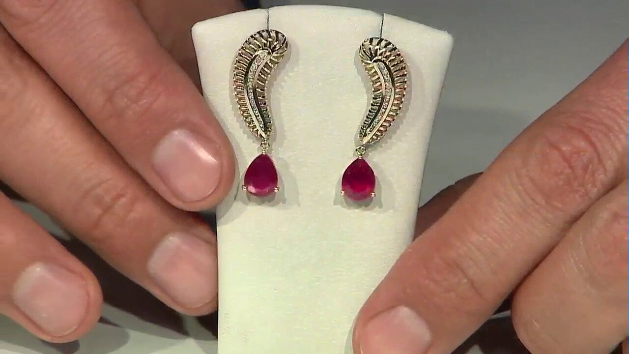 Video 9K Madagascar Ruby Gold Earrings (Ornaments by de Melo)