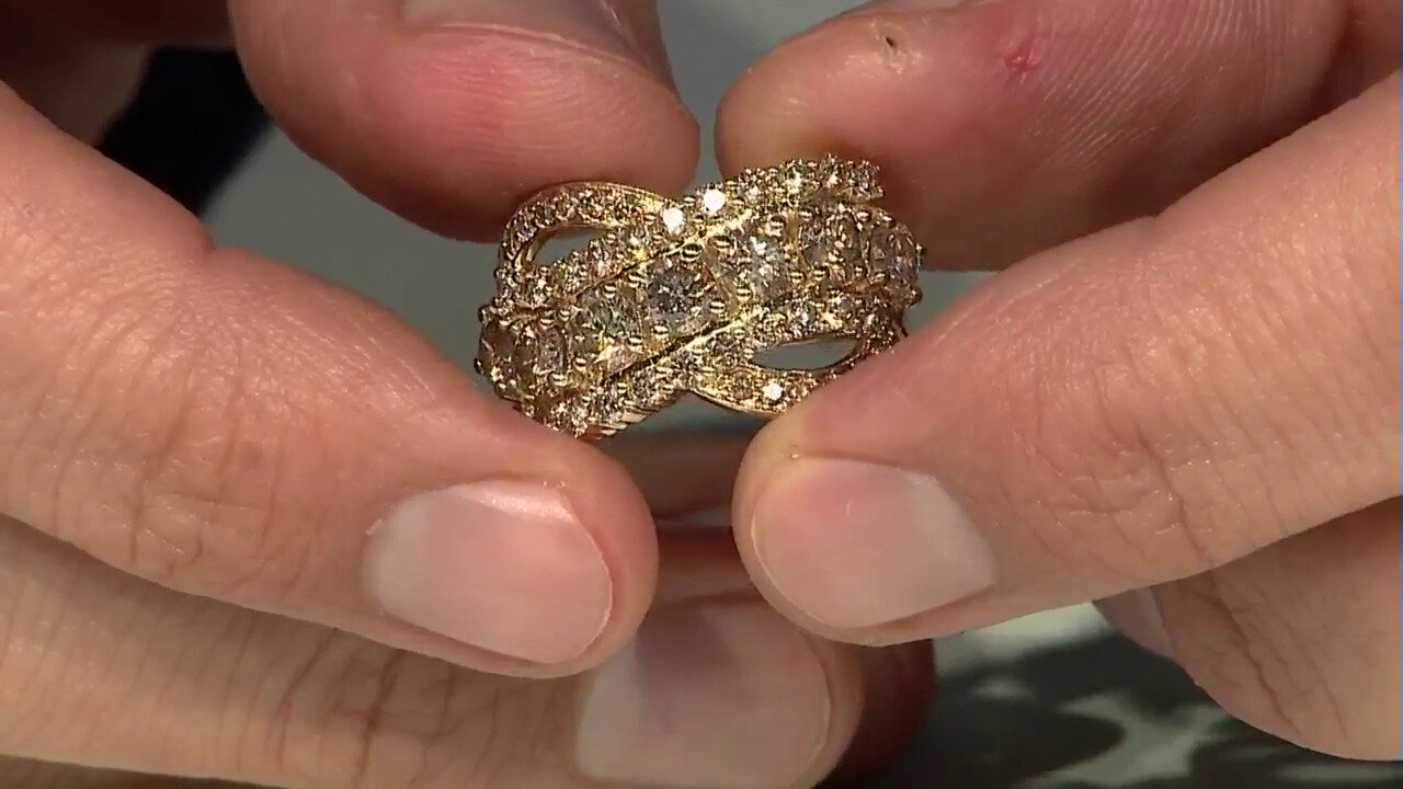 Video 14K I2 Champagne Diamond Gold Ring (de Melo)