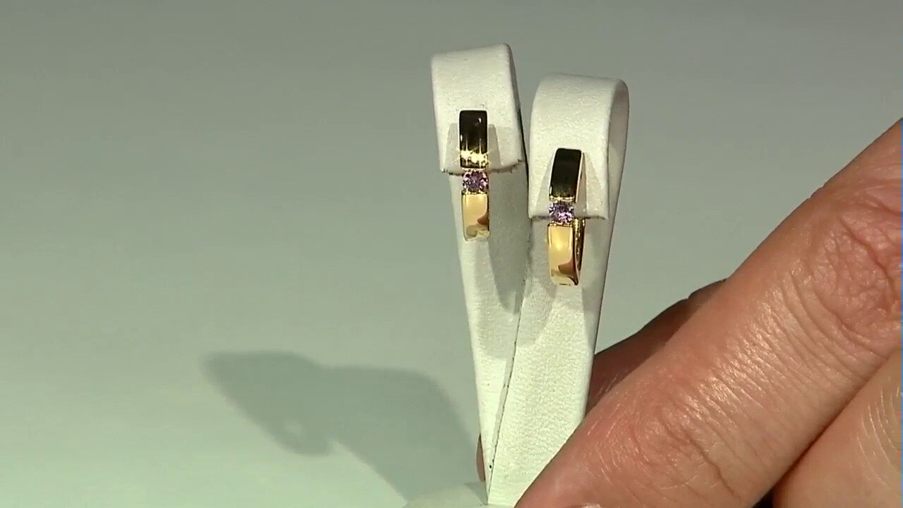 Video Zilveren oorbellen met Onverhitte Purper Saffieren