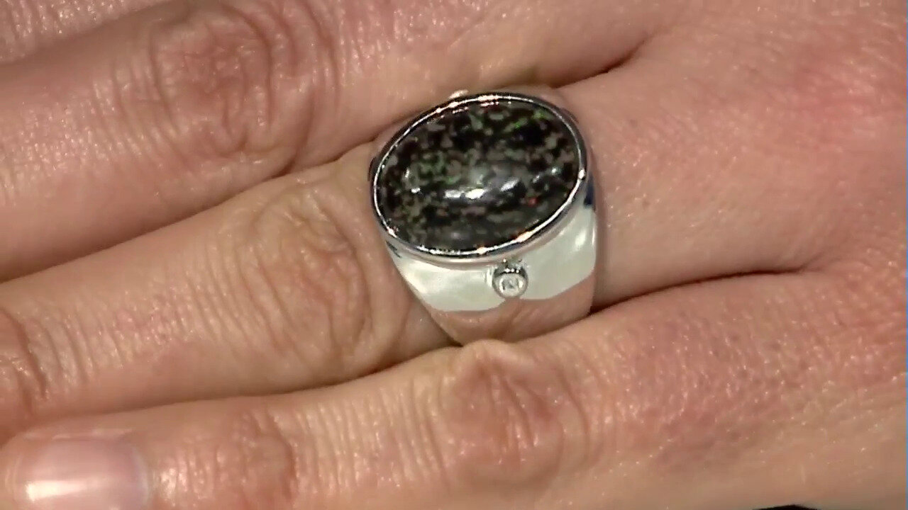 Video Zilveren ring met een luipaard opaal