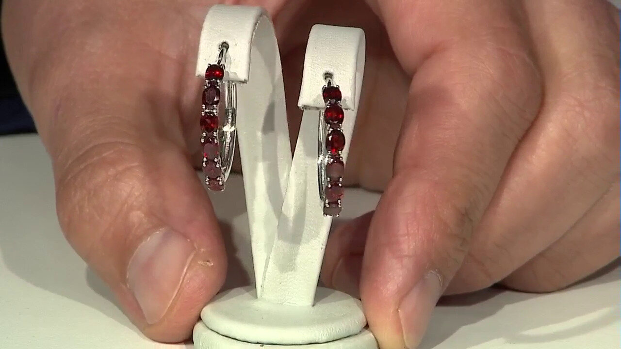 Video Mozambique Garnet Silver Earrings