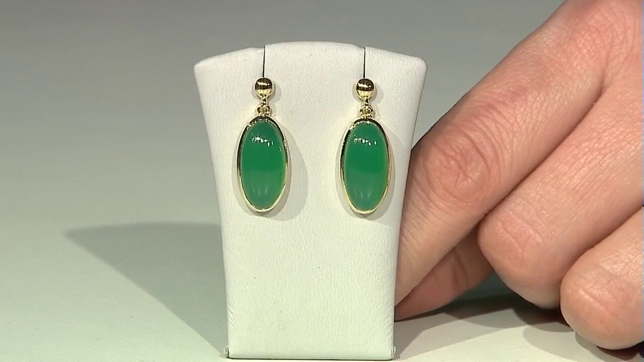 Video Zilveren oorbellen met groene chalcedoonstenen