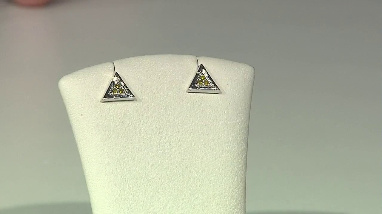 Video Pendientes en plata con Diamante amarillo I2